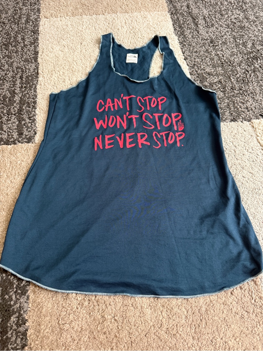The North Face Navy Racerback Large Tank with Pink Graphic